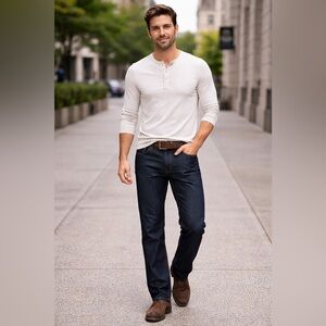 KATO by Hiroshi Kato “The Hammer Straight” Dark Wash Stretch Jeans NWOT